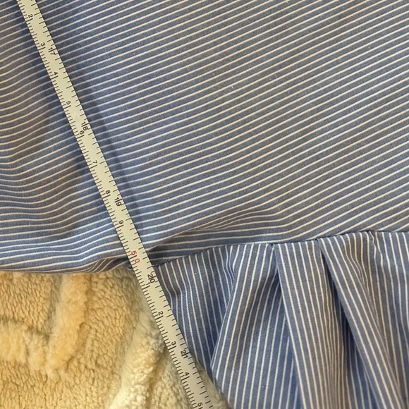 100% cotton Blue White Striped Midi Dress with Flare Sleeves - Picture 15 of 16